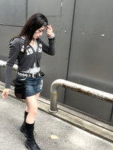 Y2K ワッフル2WAY クロップドフーディジップアップ / Y2K Waffle Two-Way Cropped Hoodie Zip-Up