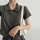 コイススナップカラー半袖Tシャツ / KOIS Snap Collar Short Sleeve Tee