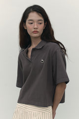 MONO CHERRY CROP PIQUE [CHARCOAL]