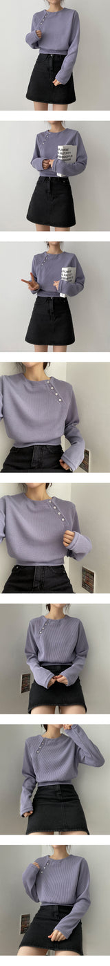 ダイアゴナルボタンロングスリーブTシャツ / diagonal button long-sleeved T-shirt