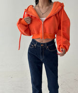 4color cropped napping hood zip-up