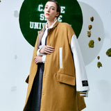[UNISEX] Reversible Faux Fur Varsity Collar Coat (Red) (6656658407542)