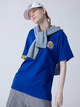ハンバーガーTシャツ/[ENJOY YOUR MEAL] HAMBURGER 1/2 T-SHIRT_BLUE