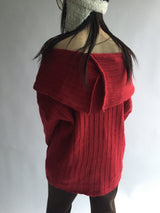 Off-shoulder long knitwear