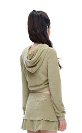 [ISK003-12] TERRY RUFFLE SKIRT GREEN