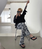 防水タイダイ プリーツ ワイドパンツ / [Made] Waterproof tie die pleats wide pants (2 colors)