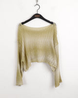 Wooseon tie-dye printing gradient crop long-sleeved knit
