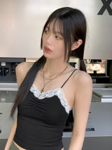 [MADE] デズレースシャーリングVネッククロップノースリーブ / [MADE] Dez Lace Shirring V-neck Cropp Sleeveless