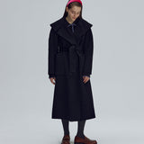Big collar handmade coat - Black (6674916442230)