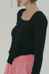  SOFT SQUARE NECK TOP / BLACK