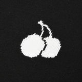 キルシーミドルチェリーハイネックニット／UNI MIDDLE WHITE CHERRY ROUND KNIT SHIRT KA [BLACK] (6597397119094)