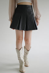 コンビレザープリーツスカート / Combi Leather Pleated Skirt (3color)