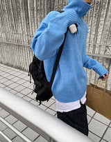 No.9787 KNIT highneck ZIP-UP (5color)