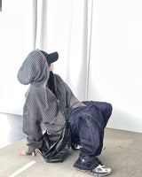 Hoshi mesh hooded knit zip-up