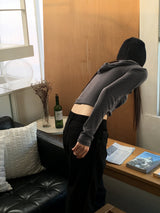 Shaz shirring shoulder slit hooded t-shirt