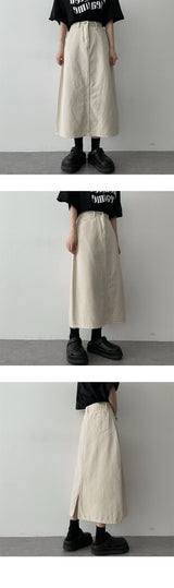 Meat pastel washing cotton long skirt