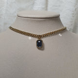 シティウーマンゴールチョーカーネックレス / City Women Gold Chain Choker Necklace - Navy