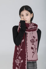 ROSE JACQUARD SCARF #WINE