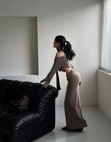 unbalanced twisted maxi long skirt