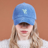 3D Monogram pigment Washing Corduroy Over Fit Ball Cap Blue