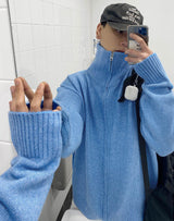 No.9787 KNIT highneck ZIP-UP (5color)