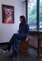 セミワイドフィットストリングポイントダークデニムパンツ/JEON SO MIN SEMI-WIDE FIT STRING POINT DARK DENIM PANTS [17708]