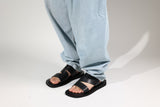 Berlin Square Slide Leather Black