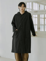 ロングフードジコート / unisex long hood coat black