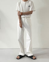 White wide long denim pants