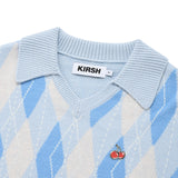 スモールチェリーアーガイルカラーニット／SMALL CHERRY ARGYLE COLLAR KNIT [SKY]
