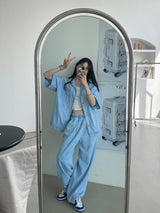 ASCLO Vel Linen Wide Denim Pants (2color)