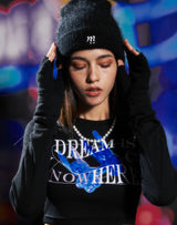 ドリームイズノーウェアクロップTシャツ/DREAM IS NOWHERE LS CROP T-SHIRT BLACK