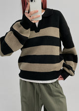[MADE] Orenu Striped Collar Knit