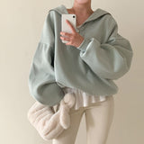 [BELLIDE MADE] Sailor Loose Fit Double-Sided Raised Half Zip-Up Sweat