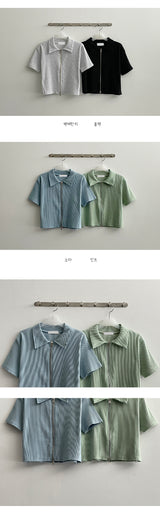 クリトゥウェイリブドカラージップアップ / Krituway ribbed collar zip-up