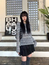 ボカシウェーブルーズニット/Bokashi weave loose knit