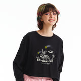 ウィティーバニースケッチクロップTシャツ／WITTY BUNNY SKETCH CROP T-SHIRT [BLACK]