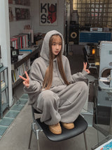 (UNISEX) ダブルパッチ羊起毛オーバーフード