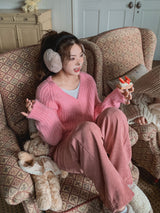 [企画商品] ソフトコーデュロイ起毛ワイドパンツ