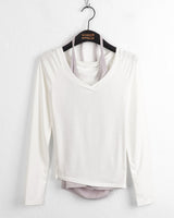 Riple Halter Layered V-Neck Cropped Long-Sleeved T-Shirt