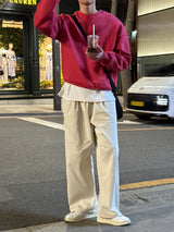 コットンワンタックバンドウエストワイドパンツ / Cotton One Tuck Banded Waist Wide Pants (7 colors)