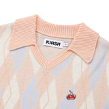 スモールチェリーアーガイルカラーニット／SMALL CHERRY ARGYLE COLLAR KNIT [SALMON]