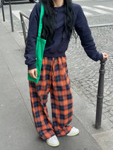 Praha deep color check pants