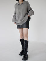 ケーブルカラーニット / Cable collar knit (4color)