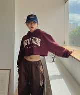 ニューヨーククロップフーデッドTシャツ / New York Crop Hooded T-shirt (2color)