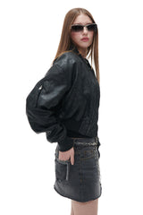 フォールドデニムスカート/FOLD DENIM-BLACK