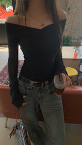 V black see-through top