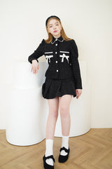 set tweed romantic jacket skirt black (6688681787510)