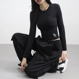 [NONCODE] New Dell Embroidery Crop T-shirt