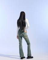 WASHED DENIM BOOT CUT (JEAN BLUE)